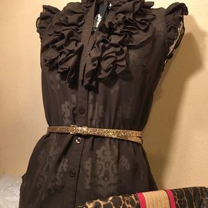 Antilia Femme Ruffle Sleeveless Blouse